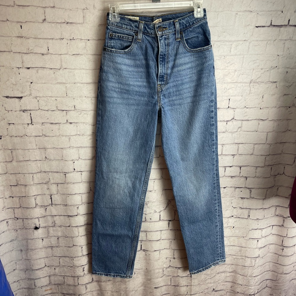 Levi’s premium 70’s high slim straight jeans mid wash ALTERED